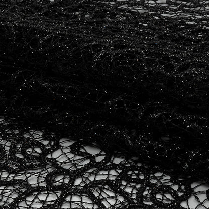 Guipure Lace with Glitter - Black Meandering Lines