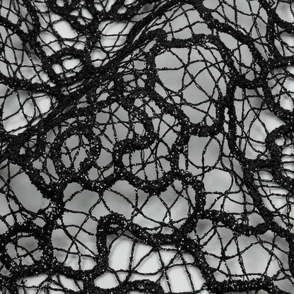 Guipure Lace with Glitter - Black Meandering Lines