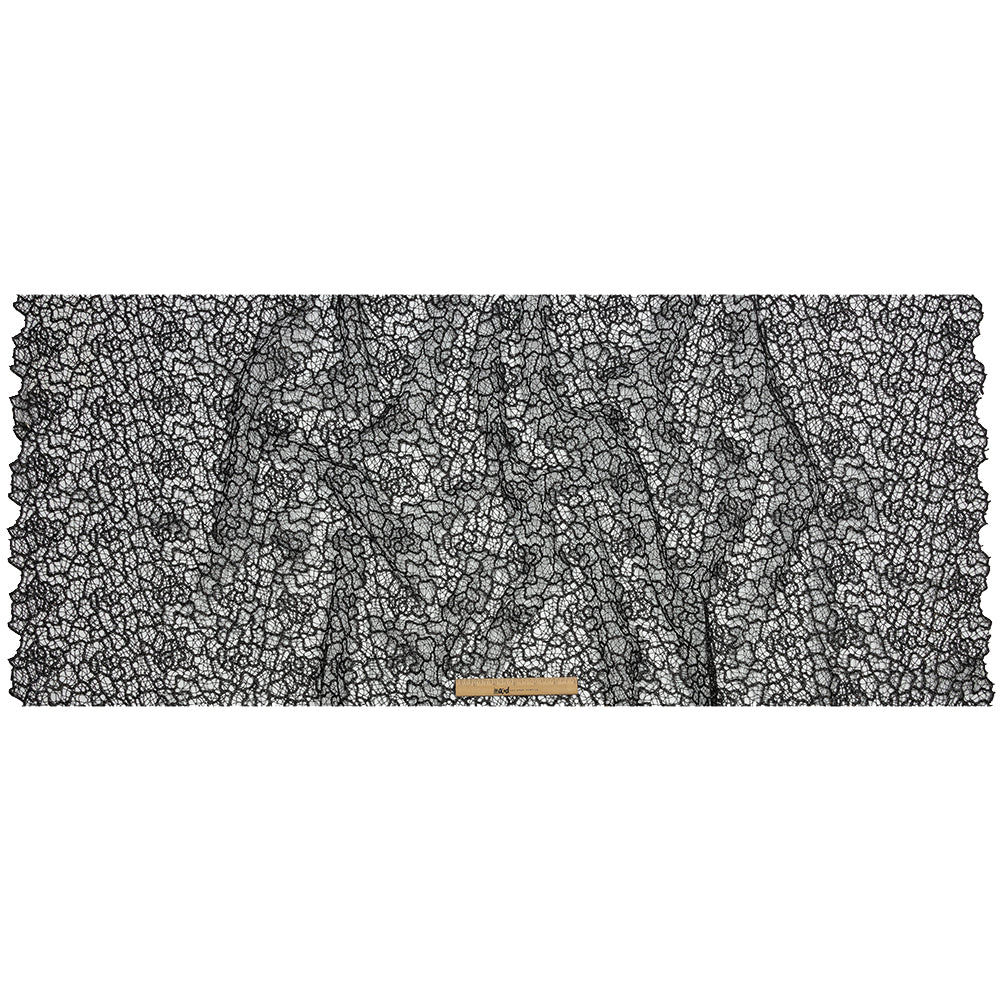 Guipure Lace with Glitter - Black Meandering Lines