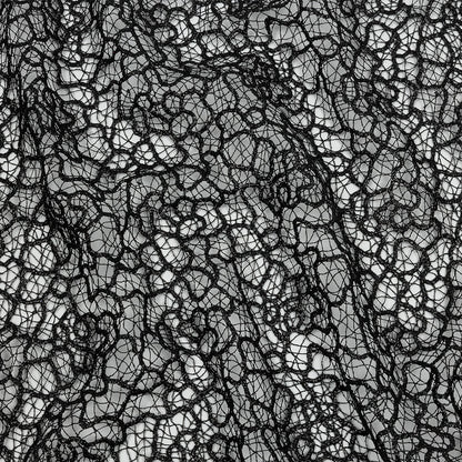 Guipure Lace with Glitter - Black Meandering Lines