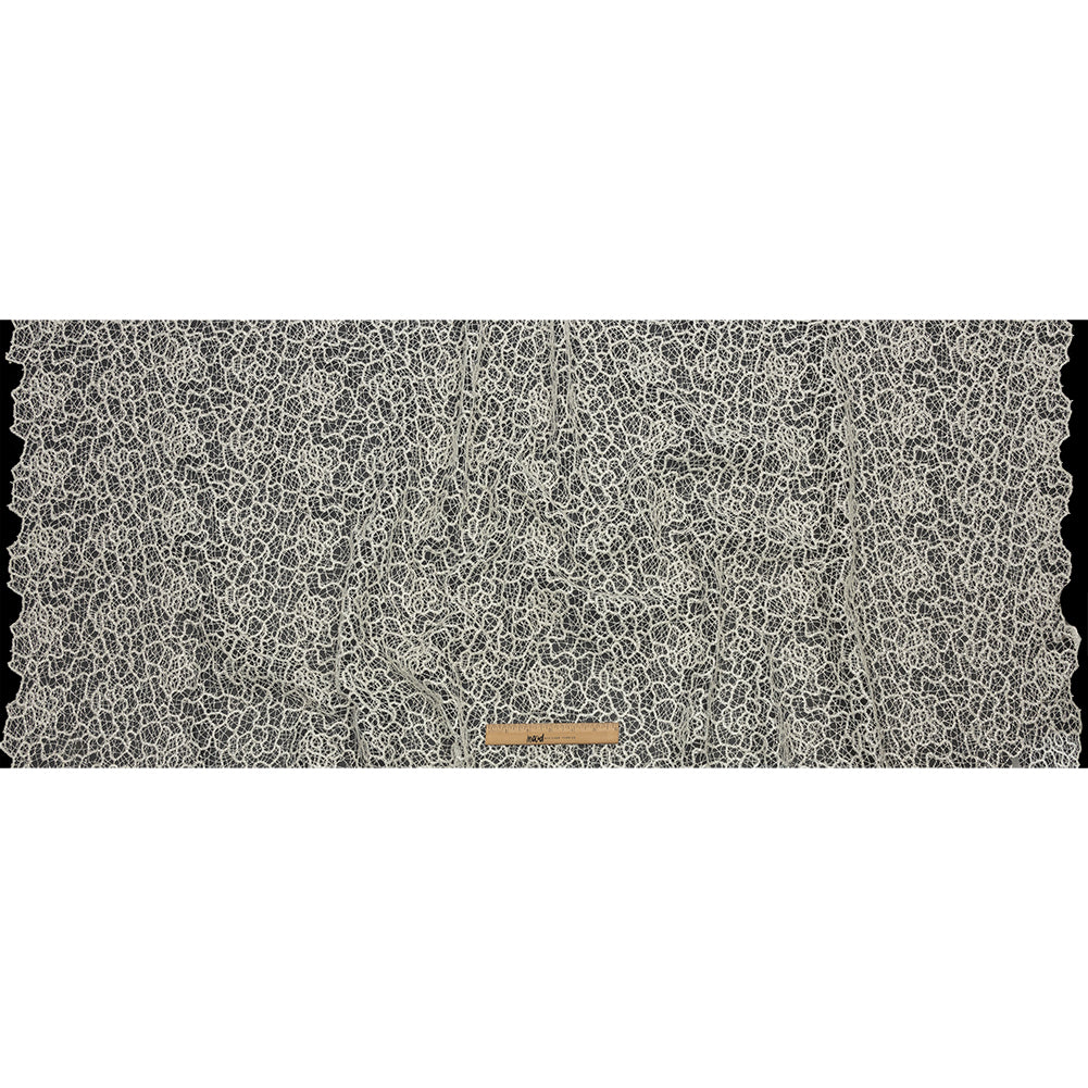 Guipure Lace with Glitter - White Meandering Lines