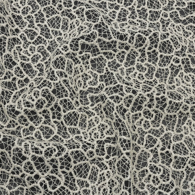 Guipure Lace with Glitter - White Meandering Lines