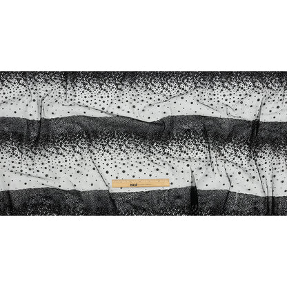 Flocked Puffy Glitter Tulle - Black Abstract Stripes