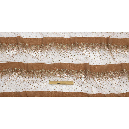 Flocked Puffy Glitter Tulle - Caramel Abstract Stripes