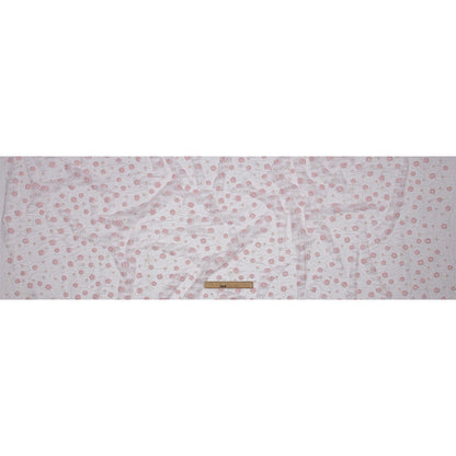 3D Puffy Glitter Tulle - Baby Pink and White Flowers and Geometric Stems