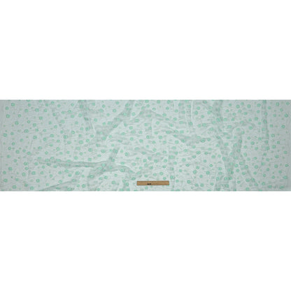 3D Puffy Glitter Tulle - Mint and White Flowers and Geometric Stems