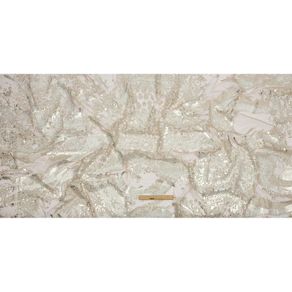 Beige and Silver Abstract Glitter Tulle