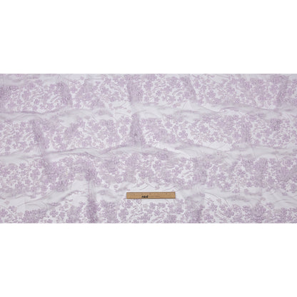 3D Puffy Glitter Tulle - Lilac Floral Stripes