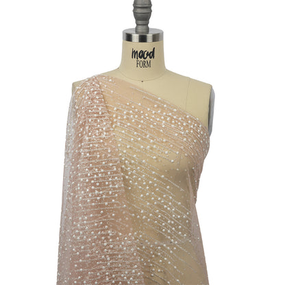 3D Puffy Glitter Tulle - Powder Pink Spotted Striations