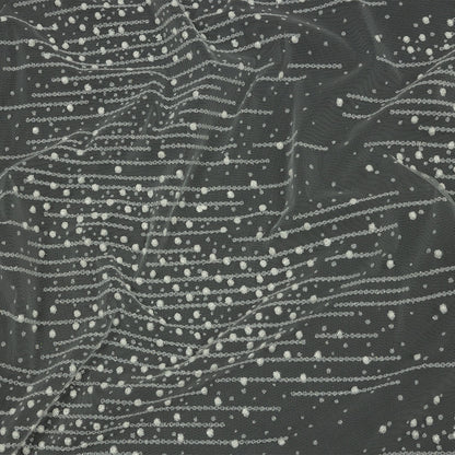 3D Puffy Glitter Tulle - White Spotted Striations
