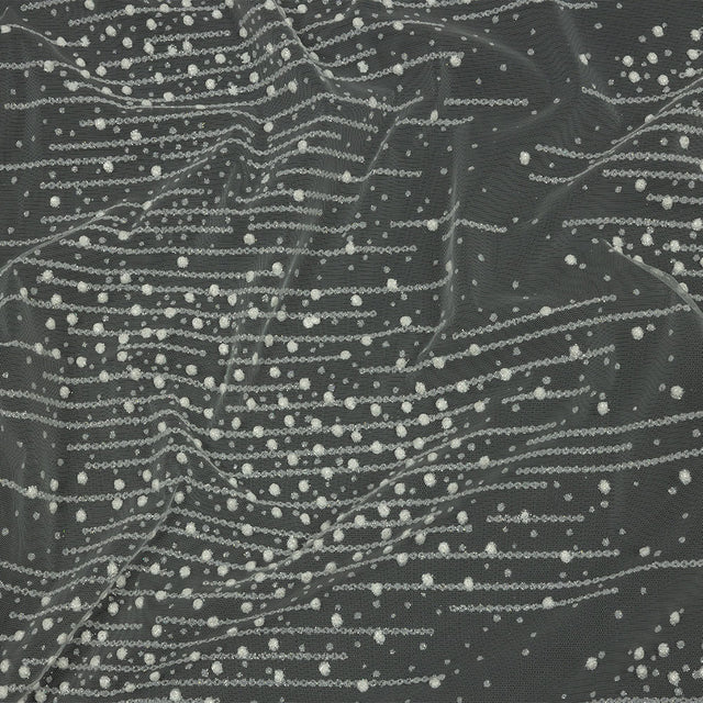 3D Puffy Glitter Tulle - White Spotted Striations