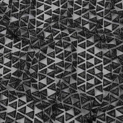 3D Puffy Glitter Tulle - Black Triangle Rows