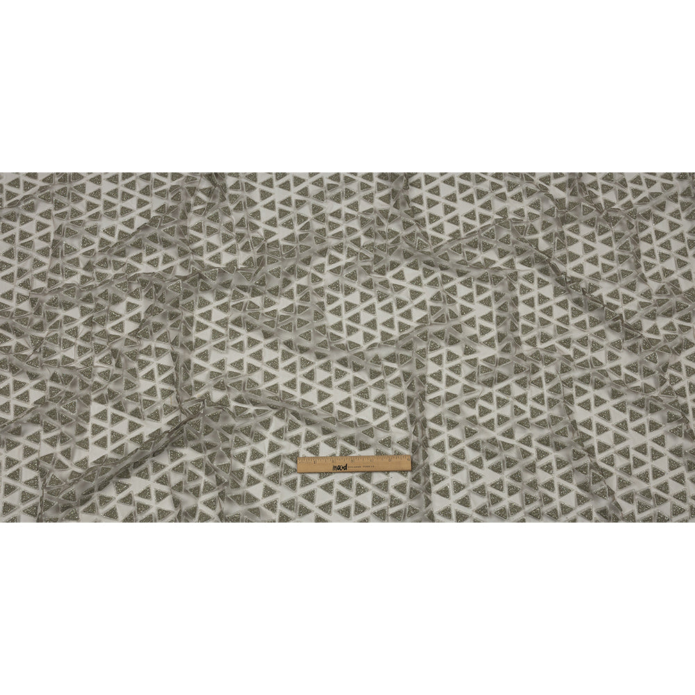 3D Puffy Glitter Tulle - Mink Triangle Rows - Full