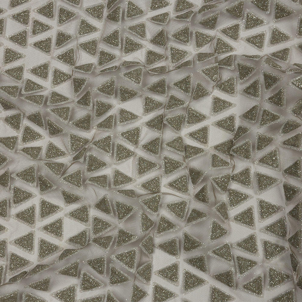 3D Puffy Glitter Tulle - Mink Triangle Rows