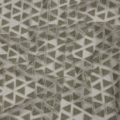 3D Puffy Glitter Tulle - Mink Triangle Rows