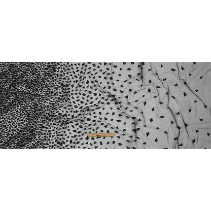 3D Puffy Glitter Tulle - Black Geometric Gradient