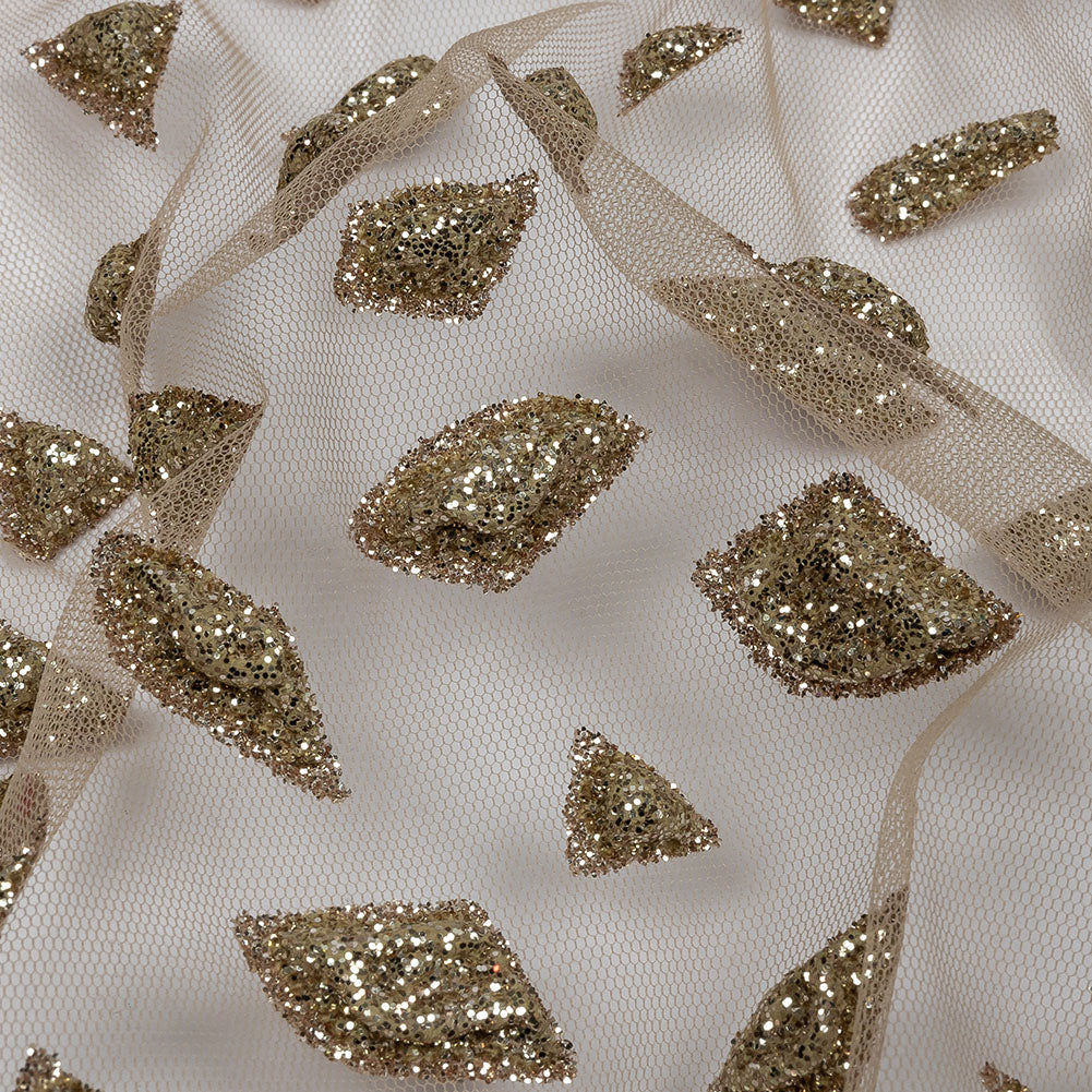 3D Puffy Glitter Tulle - Mink Geometric Gradient - Detail