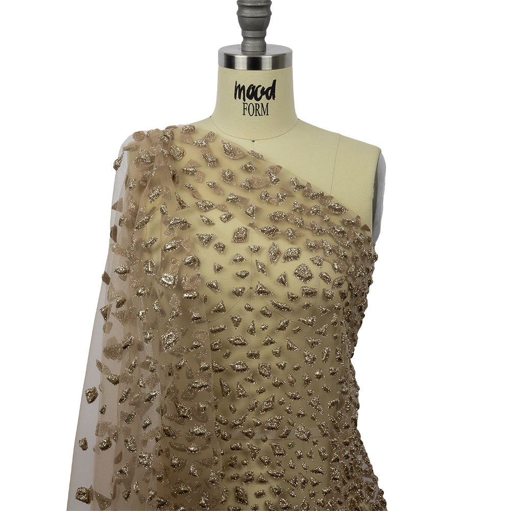 3D Puffy Glitter Tulle - Mink Geometric Gradient - Drape
