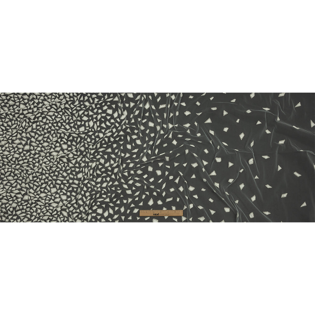 3D Puffy Glitter Tulle - Off White Geometric Gradient - Full