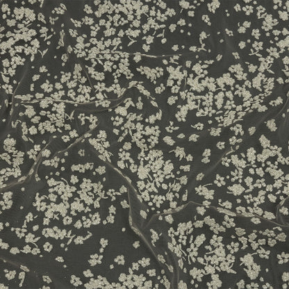 3D Puffy Glitter Tulle - Champagne and White Floral