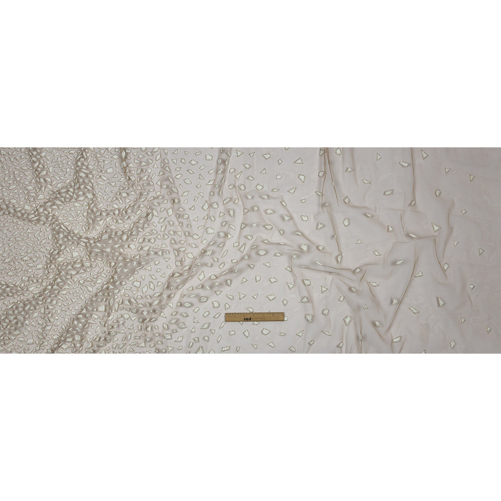 3D Puffy Glitter Tulle - Caramel and White Geometric Gradient - Full
