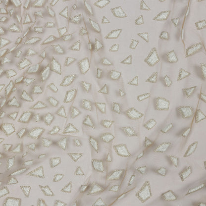 3D Puffy Glitter Tulle - Caramel and White Geometric Gradient