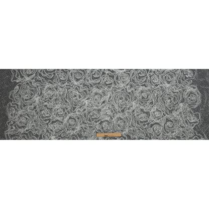 3D Fabric Roses Glitter Tulle - White