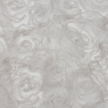 3D Fabric Roses Glitter Tulle - Light Gray