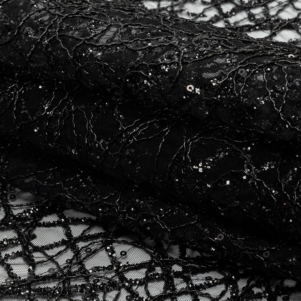 Corded Glitter Tulle with Sequins -