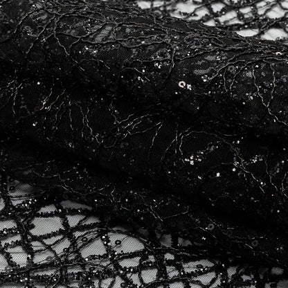 Corded Glitter Tulle with Sequins -