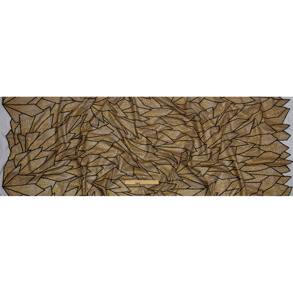 Glitter Tulle - Gold and Black Geometric Shards - Full