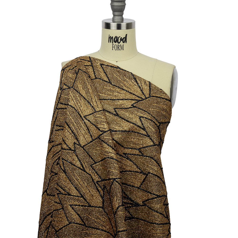 Glitter Tulle - Gold and Black Geometric Shards - Drape
