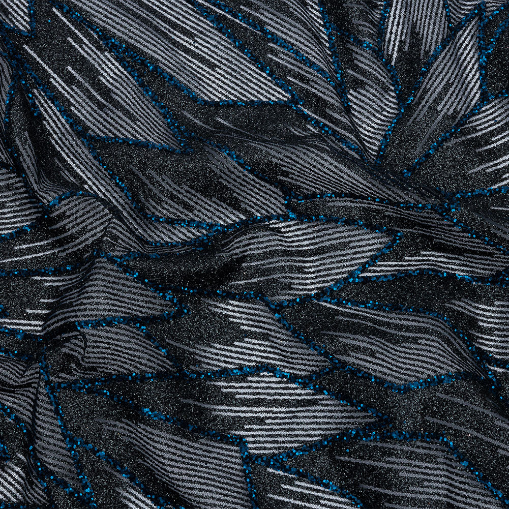 Glitter Tulle - Black and Navy Geometric Shards