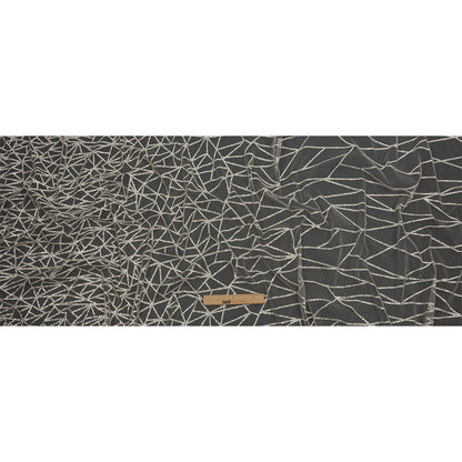 Glitter Tulle - Champagne and Silver Linear Geometry