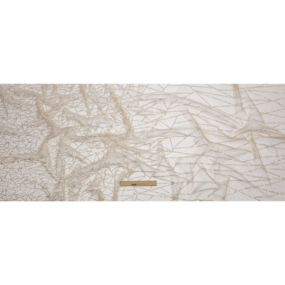 Glitter Tulle - Mink and Silver Linear Geometry