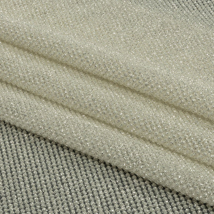 3D Puffy Glitter Tulle - Off White and Silver Packed Polka Dots