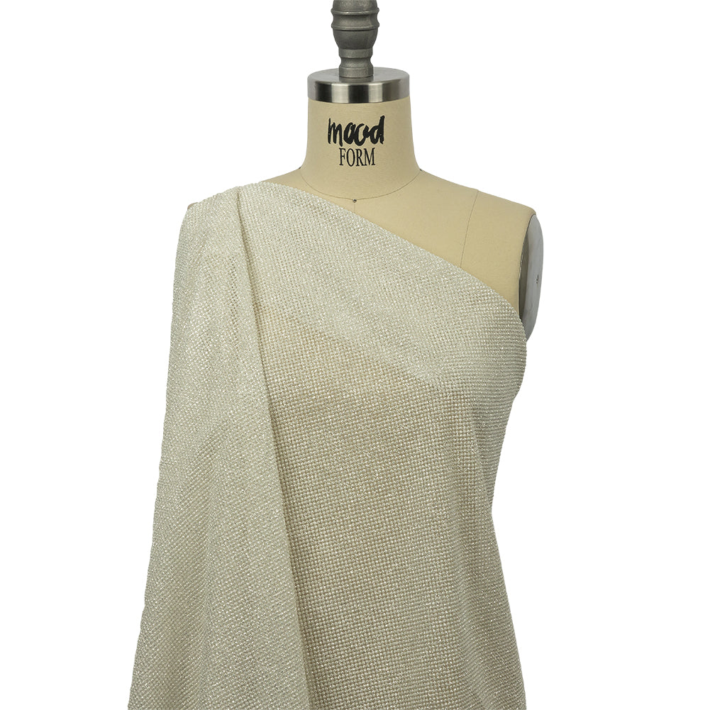 3D Puffy Glitter Tulle - Off White and Silver Packed Polka Dots