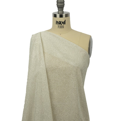 3D Puffy Glitter Tulle - Off White and Silver Packed Polka Dots