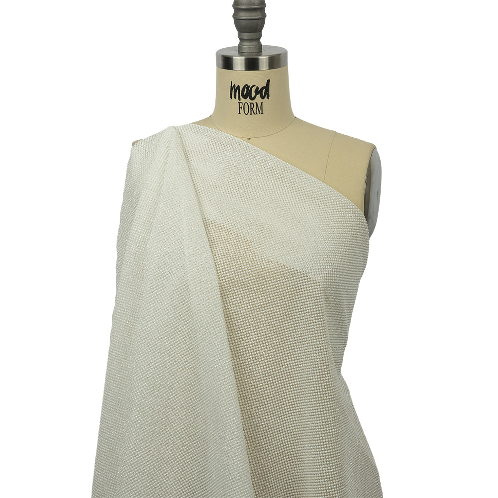 3D Puffy Glitter Tulle - White Packed Polka Dots - Drape