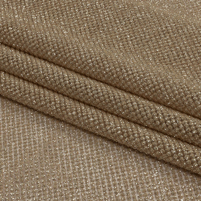 3D Puffy Glitter Tulle - Tan and Silver Packed Polka Dots