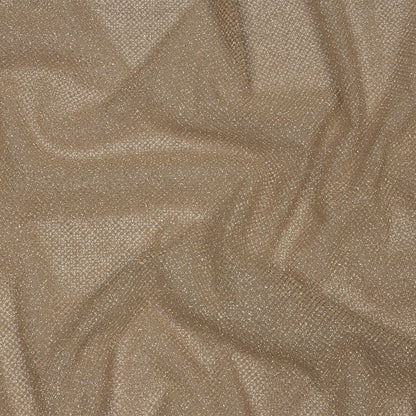 3D Puffy Glitter Tulle - Tan and Silver Packed Polka Dots