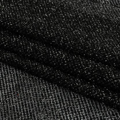 3D Puffy Glitter Tulle - Black and Silver Packed Polka Dots