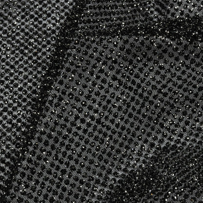 3D Puffy Glitter Tulle - Black and Silver Packed Polka Dots