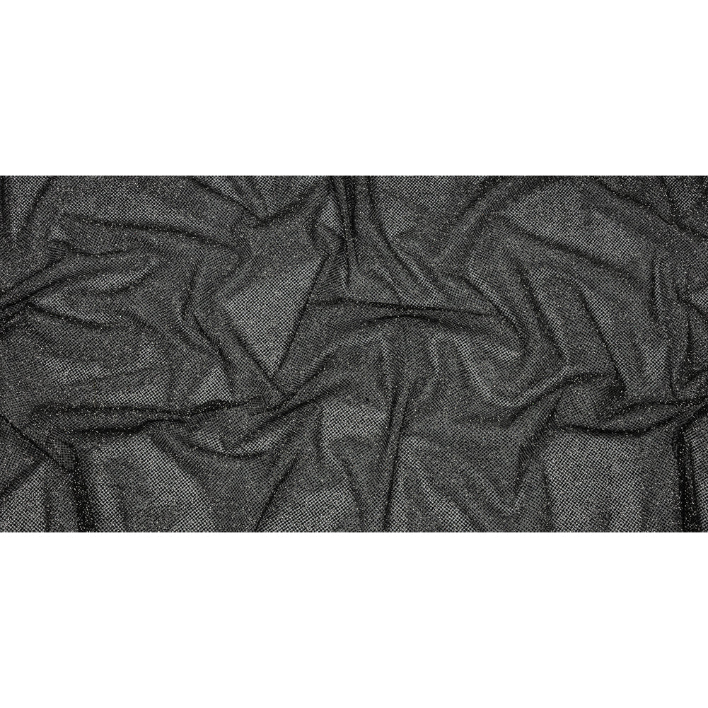 3D Puffy Glitter Tulle - Black and Silver Packed Polka Dots