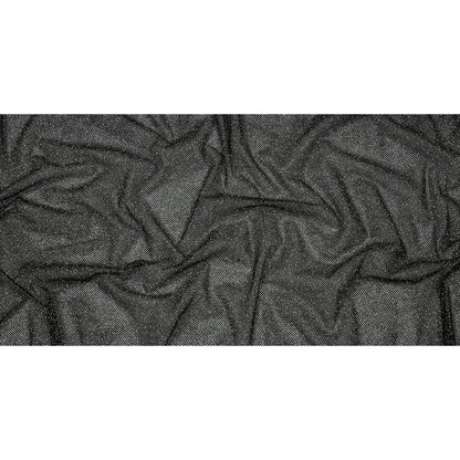 3D Puffy Glitter Tulle - Black and Silver Packed Polka Dots