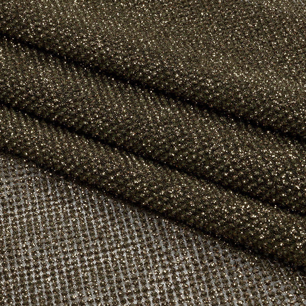 3D Puffy Glitter Tulle - Mink and Bronze Packed Polka Dots - Folded