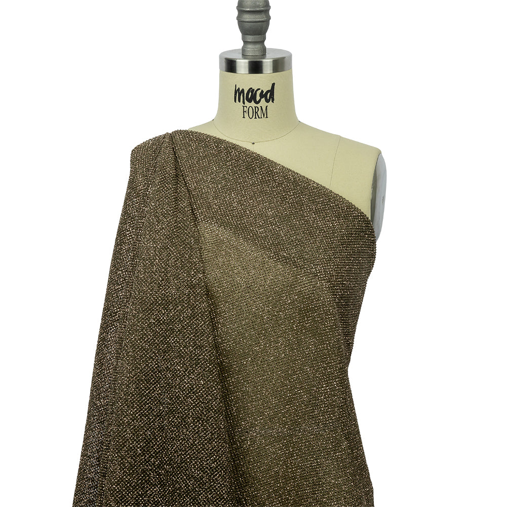 3D Puffy Glitter Tulle - Mink and Bronze Packed Polka Dots - Drape