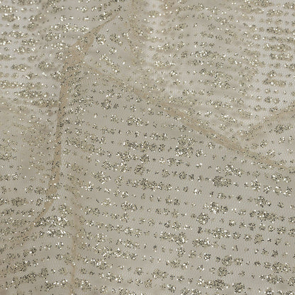 Glitter Tulle - Champagne and Silver Abstract Striations - Flare Collection