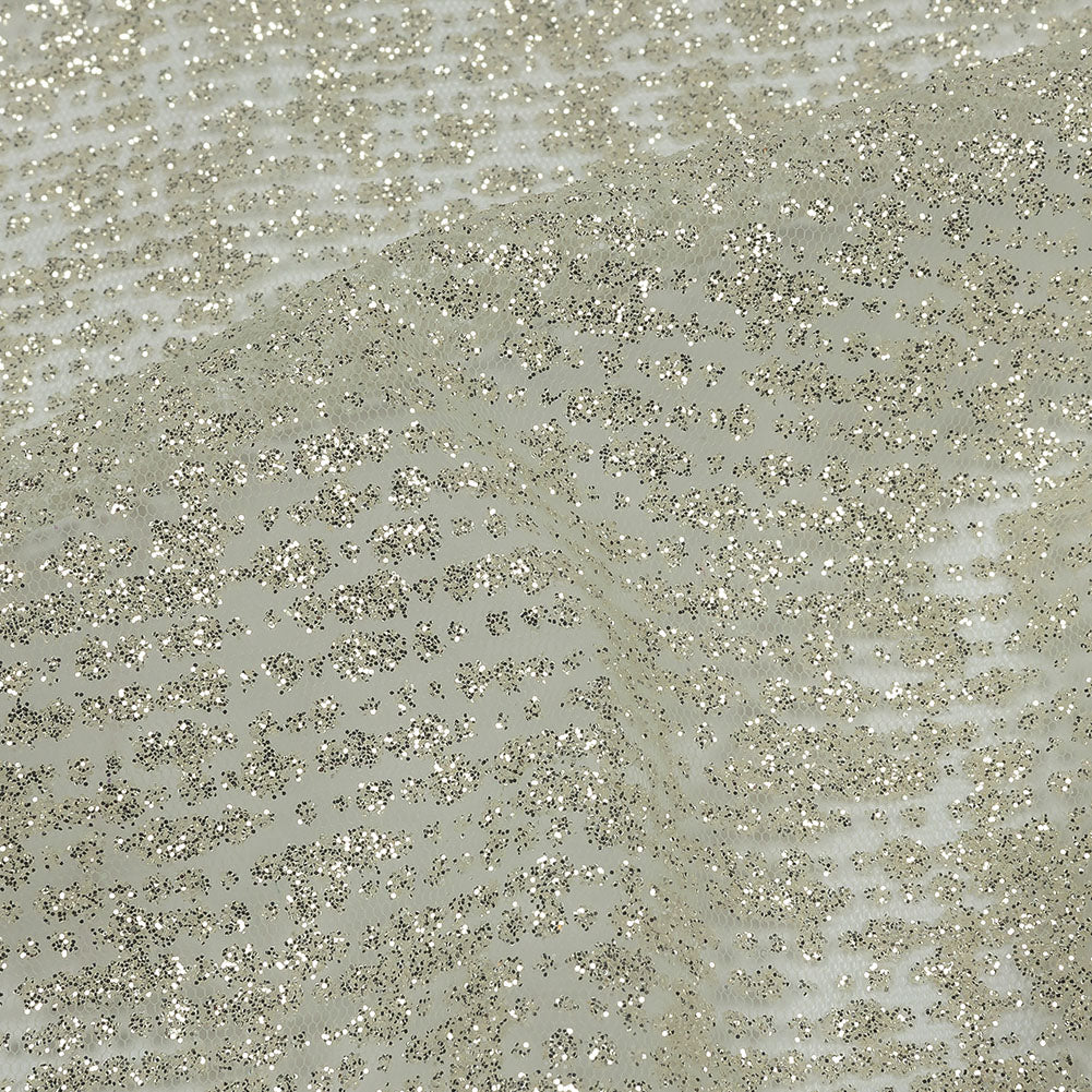 Glitter Tulle - Light Mint and Silver Abstract Striations - Flare Collection - Detail