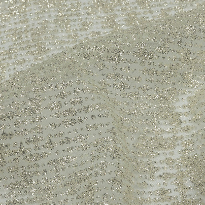 Glitter Tulle - Light Mint and Silver Abstract Striations - Flare Collection